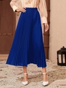 Solid pleated Skirt blue