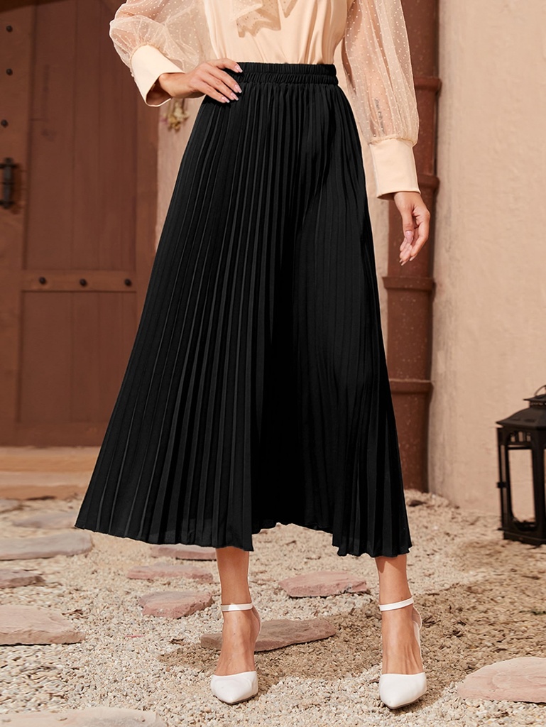 Solid pleated Skirt black