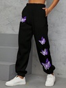 Butterfly Print Elastic Waist Sweatpants