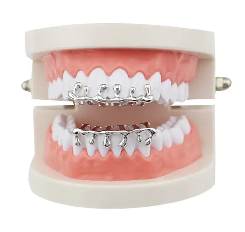 2 pcs teeth jewelry silver