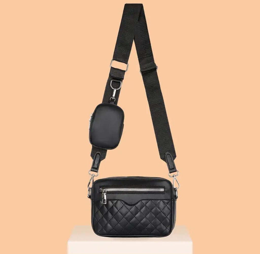 Zipper shoulder bag black