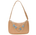 Chain decor pu leather baguette bag