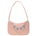 Chain decor pu leather baguette bag