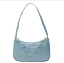 Chain decor pu leather baguette bag