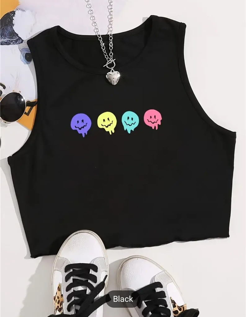 Smiley print tank top