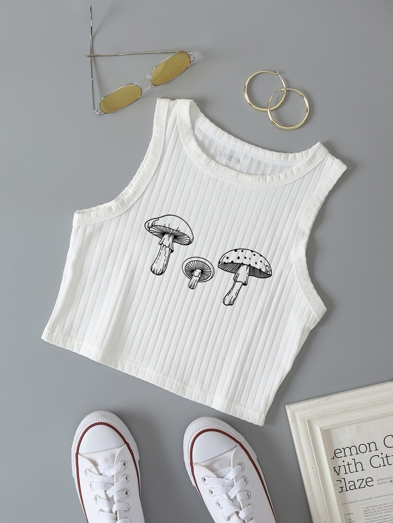 Mushroom print tank top