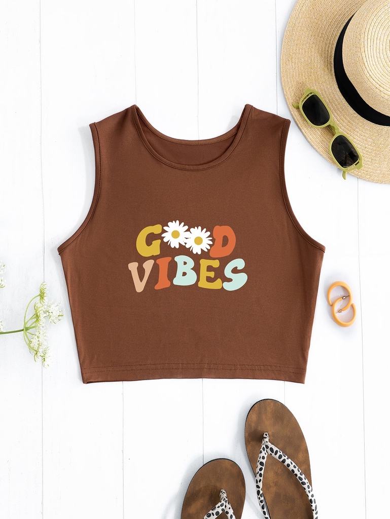 Good vibes print tank top