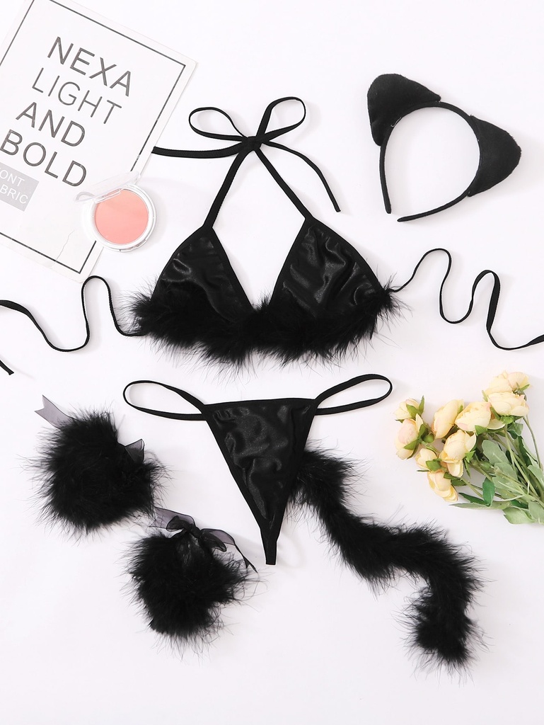 6 pack fluffy lingerie set