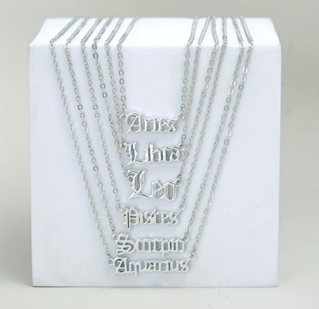 Silver zodiac necklace