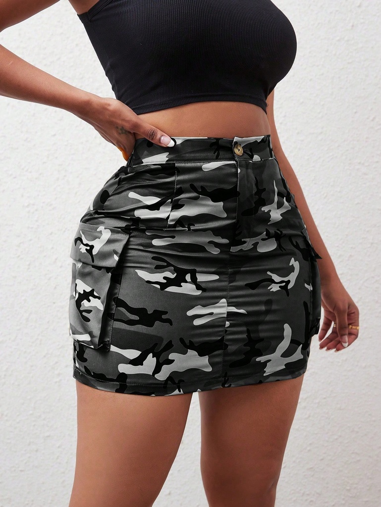  Pocket Side Cargo Skirt