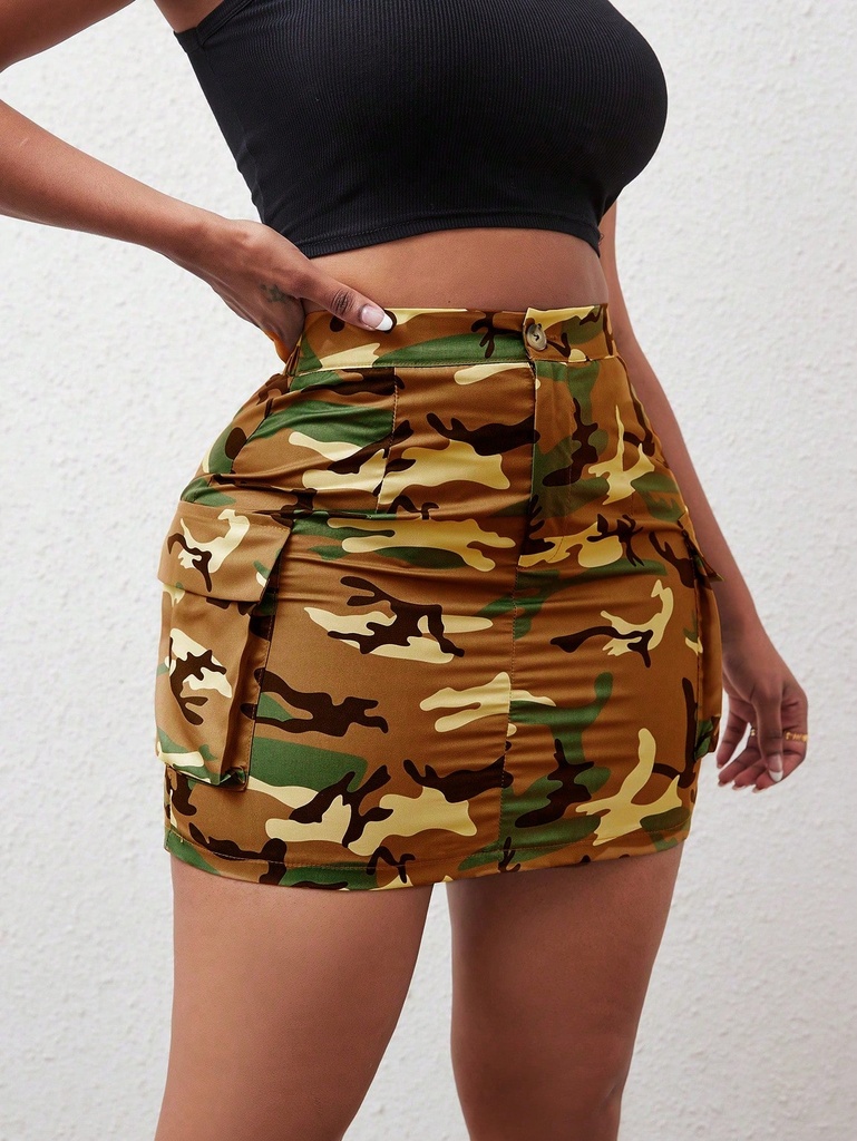  Pocket Side Cargo Skirt