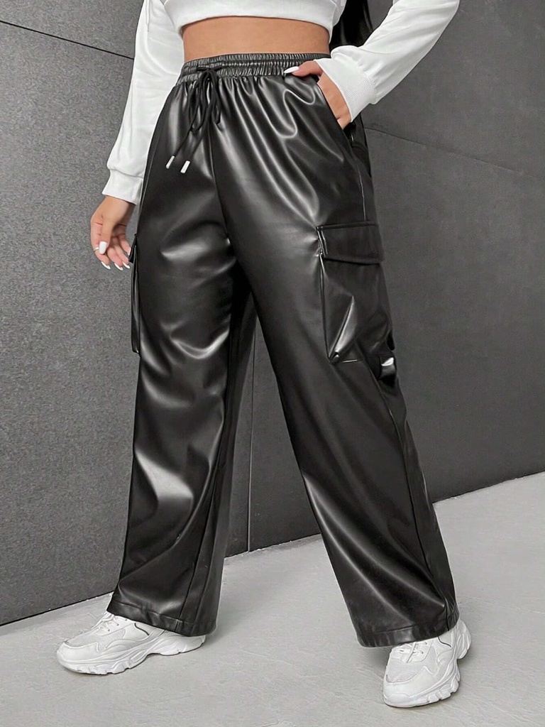 Pu Leather cargo pants 