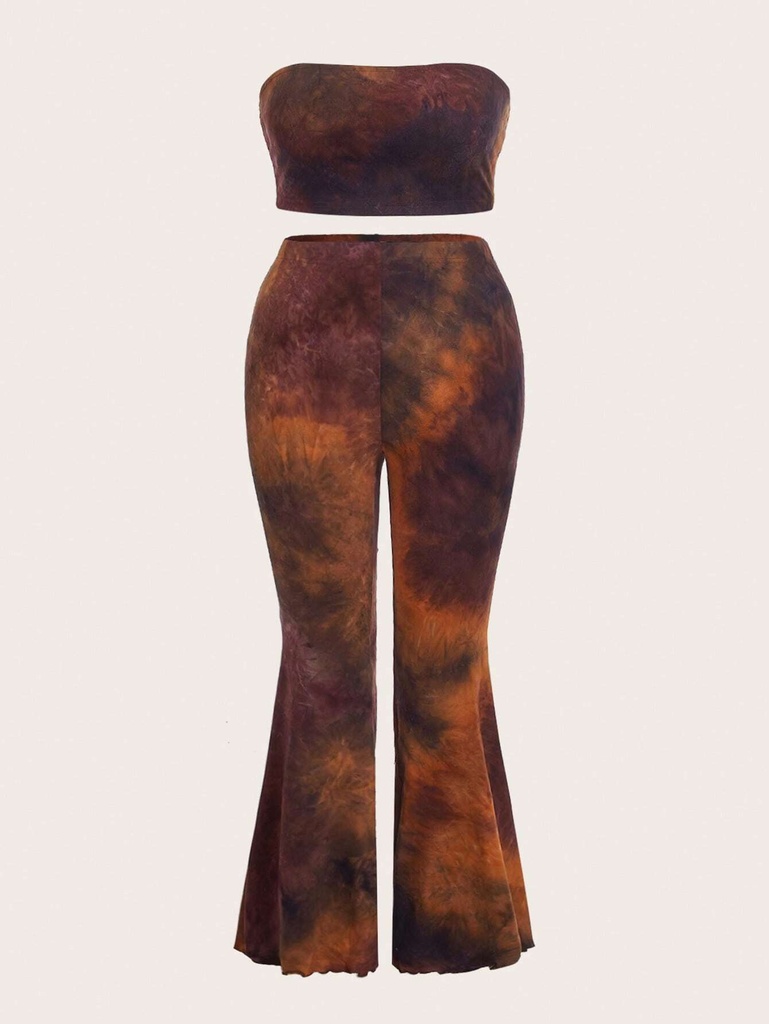 Tie Dye Crop Tube Top & Flare Leg Pants