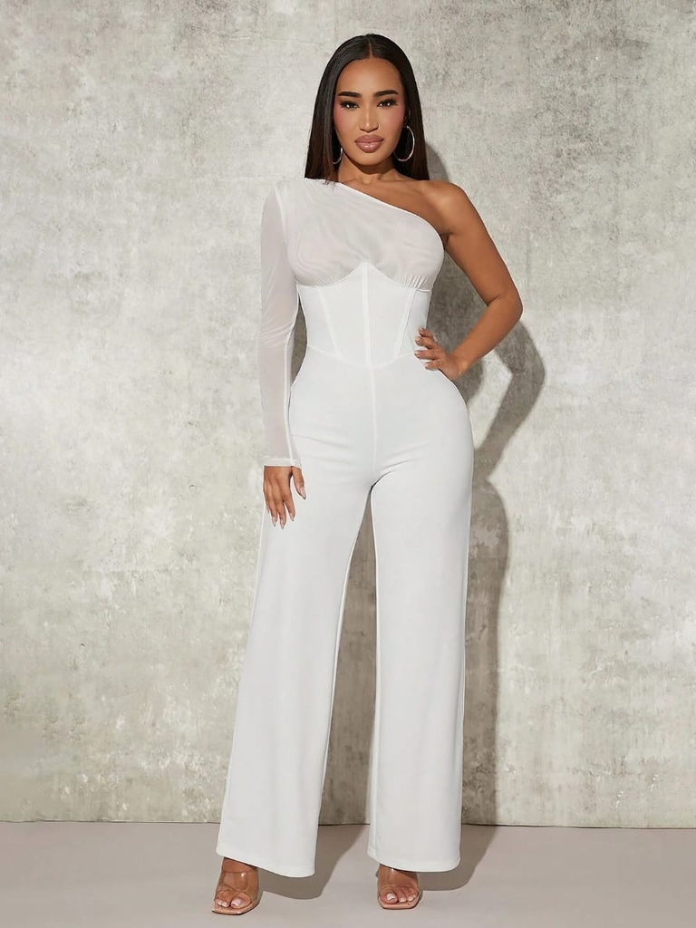  One Shoulder Wide Leg Jumpsuit