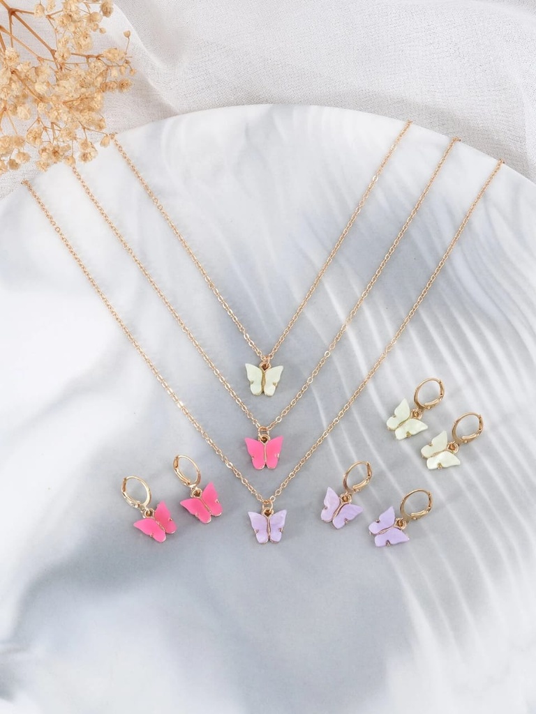 3 butterfly necklaces & 3 butterfly earrings 