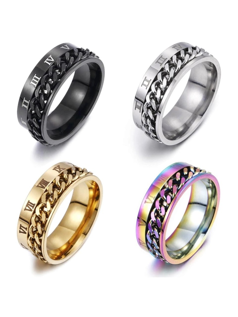 4pcs Stainless Steel Roman rings