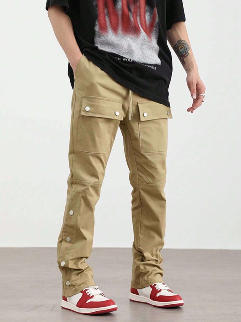 Men Flap Pocket Side Cargo Pants