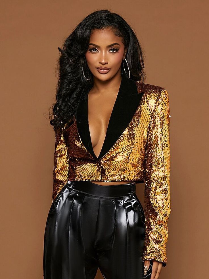 Glamorous Collar Sequin Blazer