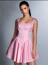 Women's Pink Backless Dress With Bowknot Decoration