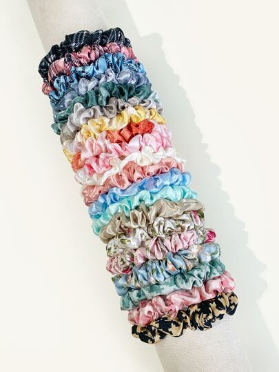 20pcs Flower Print Scrunchie