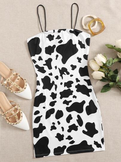 Bodycon cow print dress