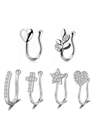 6pcs Rhinestone Decor Nose Clip