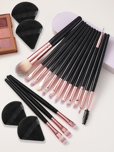 15PCS Makeup Brushes Set+4PCS Makeup Puff Set