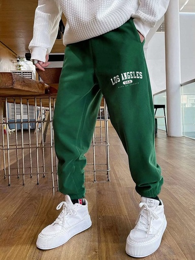  Men Letter Graphic Drawstring Waist Sweatpants