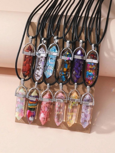 12pcs Multicolor Crystal Glass Stone  Necklaces