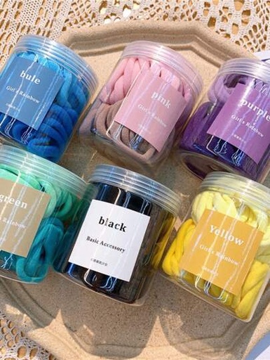 50pcs Random Color Solid Hair Tie