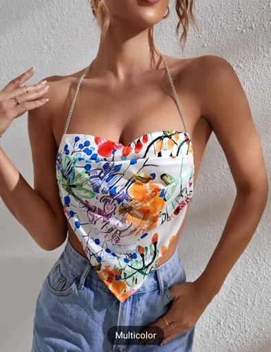 Multicolore lace UP top