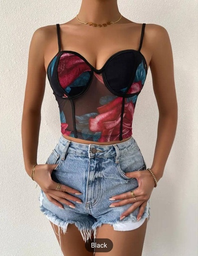 Flower print crop top