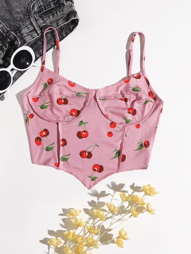 Cherry print crop top