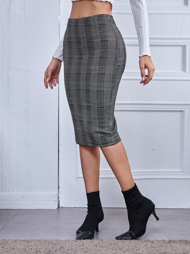 Pencil plaid skirt