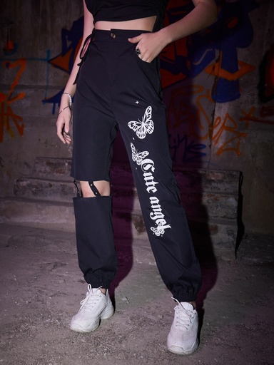 Graphic cut-out pant