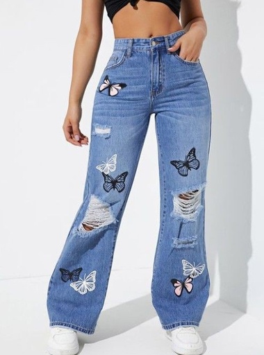 Butterfly print jeans