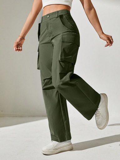 Petite army green cargo