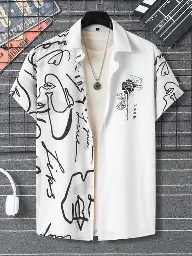 Men Floral & Figure Graphic Shirt Without Tee